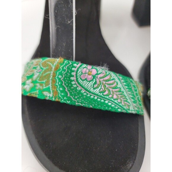 H&M Green floral Block Heeled Sandals - Picture 3 of 9